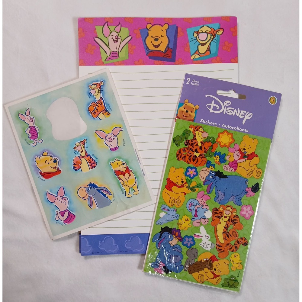 Vintage Disney Winnie The‎ Pooh Mixed  Sticker And Stationary Paper Lot